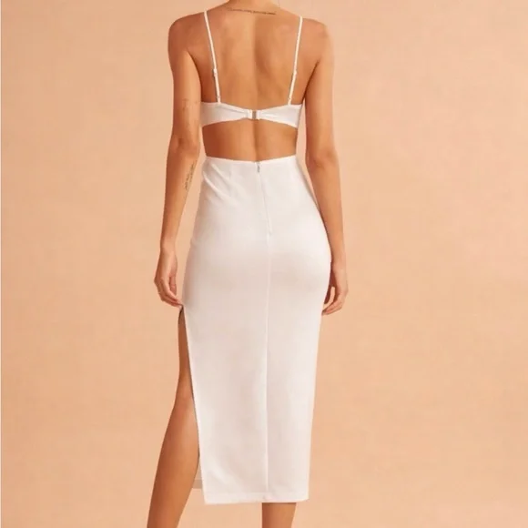 Abercrombie & Fitch Mixed Fabric Midi
White XST Dress NWT - Picture 2 of 4